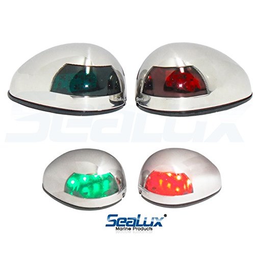 SeaLux Marine Boat Yacht 316 SS Horizontal Surface Mount LED Navigation  Side Lights RED and GREEN