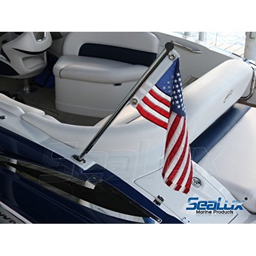 SeaLux Marine 316 Stainless Steel Flag Pole Base Angled Flush Mount Socket  for Boat, Yacht ( for