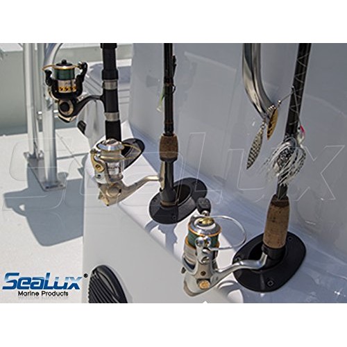Securefix Direct - Fishing Rod Holder Flush Mount X2 (Black Nylon Marine Boat Fishing Kayak Canoe)