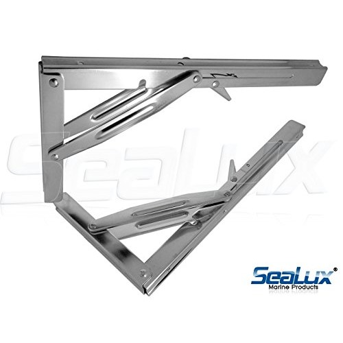SeaLux Heavy Duty 12 Stainless Steel 90 degree Folding Brackets for Shelf,  Bench, Table Support with