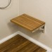 SeaLux Wall Mount 18" x 13" Folding Shower Solid Teak Board Bench for Boat, Shower Room, Steam and Sauna Room (No Open Slot)