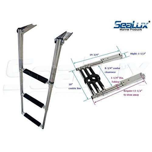 SeaLux Stainless Steel 3-step Over Platform Telescoping Boarding Ladder ...