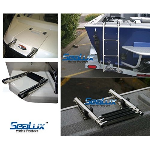 Sealux Stainless Steel 3 Step Over Platform Telescoping Boarding Ladder