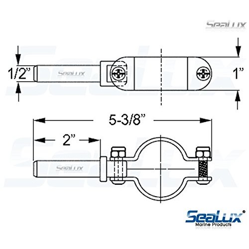 SeaLux 316 Stainless Steel ClampOn Oar Lock 1/2"x 2" shaft one pair