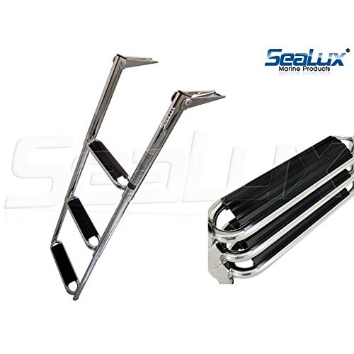 Sealux Marine 3 Step Drop Down Boarding Ladder With Extra Wide Curve Up