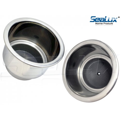 Deluxe Mirror Stainless Steel Recessed Cup Drink Holders with Welded Barb (  2pcs pack)